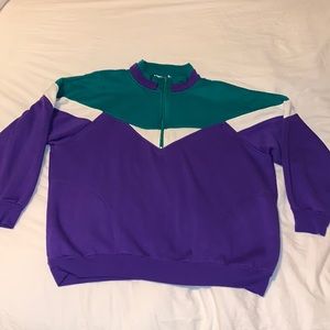 Vintage green and purple half zip sweatshirt